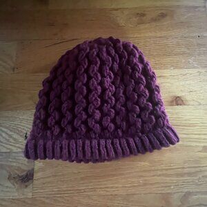 Vintage Hansen Chunky Knit Beanie Hat Plum Purple One Size Made in USA